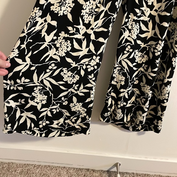 ba&sh Lonik Lady Jumpsuit Long Sleeve Floral Wide Leg Black Cream Womens 4 - Picture 8 of 13